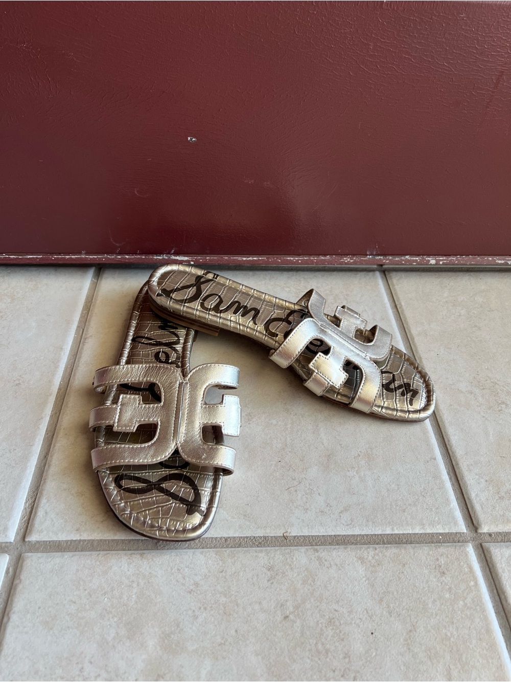 Sam Edelman Metallic Gold Slide Sandals